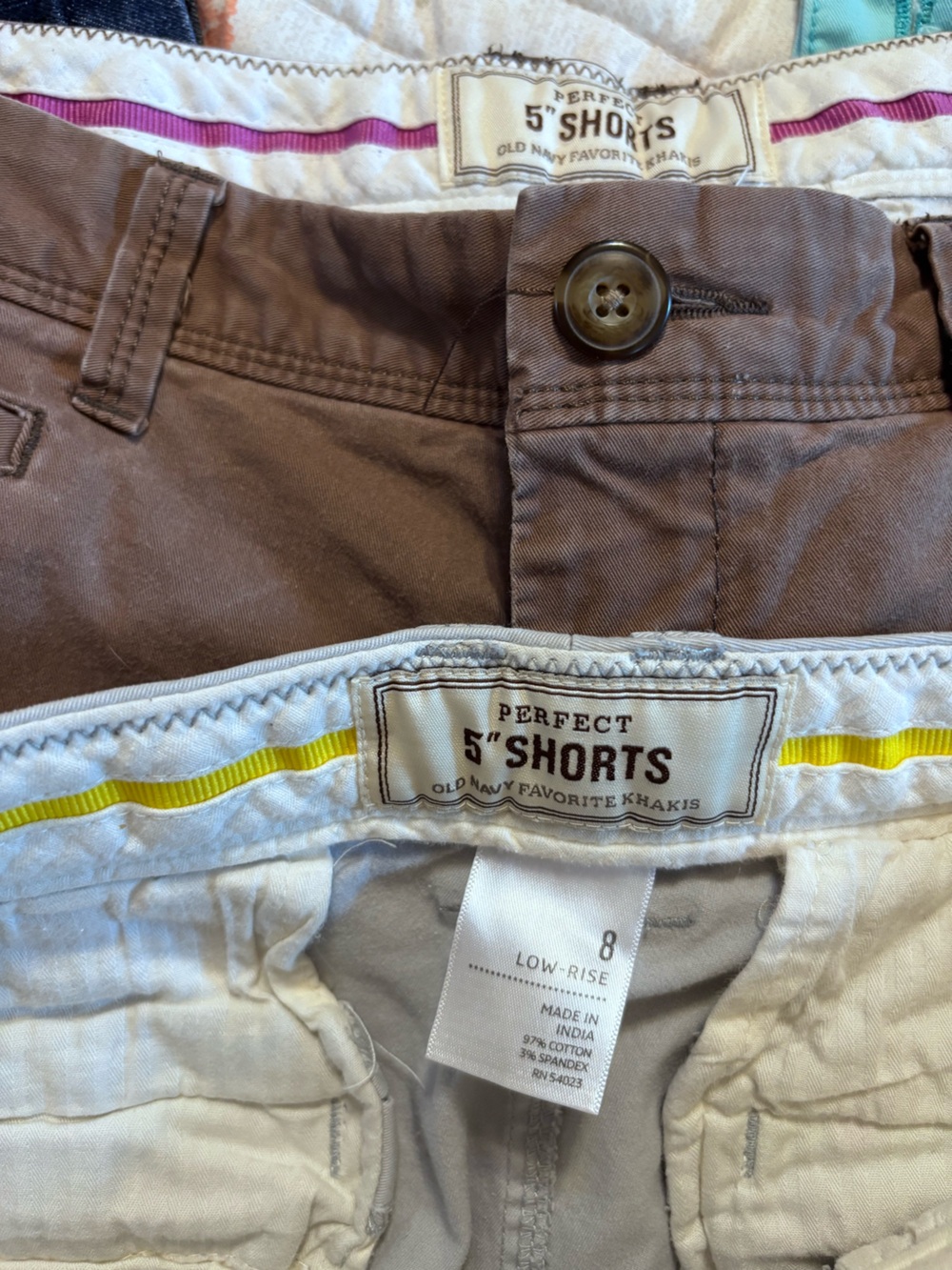 3-Pack Shorts — 5” Old Navy Perfect Khaki in Light Blue, Brown, Black - Picture 6 of 6